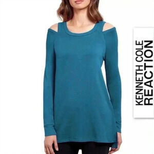 NWT Reaction Kenneth Cole Women's Shirt Size XL Teal Cold Shoulder